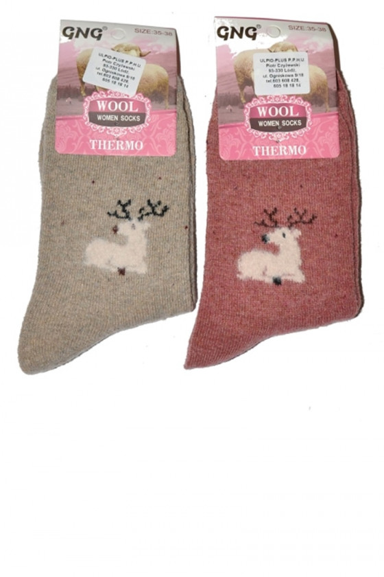 Vlnené dámske ponožky s jeleňom